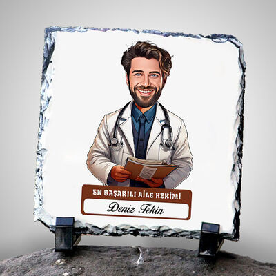 En Başarılı Erkek Aile Hekimi Karikatürlü Taş Blok - 1