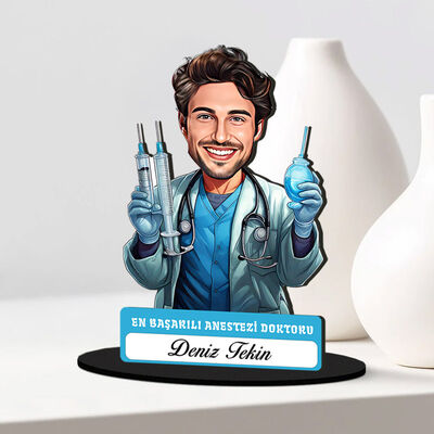 En Başarılı Erkek Anestezi Doktoru Karikatürlü Biblo - 2