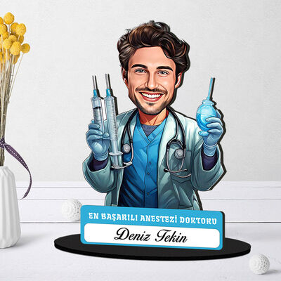 En Başarılı Erkek Anestezi Doktoru Karikatürlü Biblo - 1