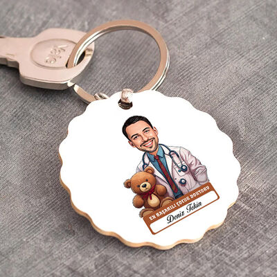 En Başarılı Erkek Çocuk Doktoru Karikatürlü Anahtarlık - 1