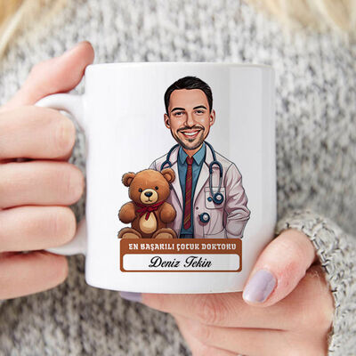 En Başarılı Erkek Çocuk Doktoru Karikatürlü Kupa Bardak - 1