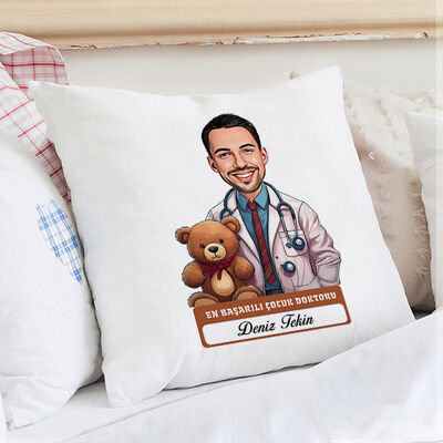 En Başarılı Erkek Çocuk Doktoru Karikatürlü Yastık - 1