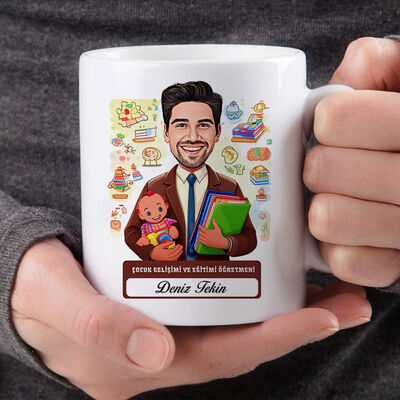 En Başarılı Erkek Çocuk Gelişim Öğretmeni Karikatürlü Bardak - 2