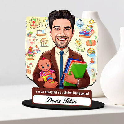 En Başarılı Erkek Çocuk Gelişim Öğretmeni Karikatürlü Biblo - 1