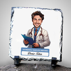 En Başarılı Erkek Dahiliye Doktoru Karikatürlü Taş Blok