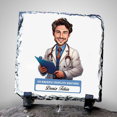 En Başarılı Erkek Dahiliye Doktoru Karikatürlü Taş Blok - 1