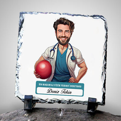 En Başarılı Erkek Fizik Tedavi Doktoru Karikatürlü Taş Blok - 1