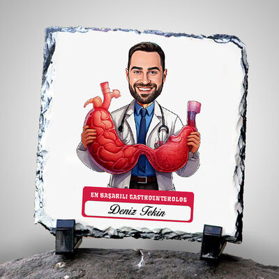 En Başarılı Erkek Gastroentrolog Karikatürlü Taş Blok - 1