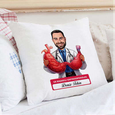 En Başarılı Erkek Gastroentrolog Karikatürlü Yastık - 1