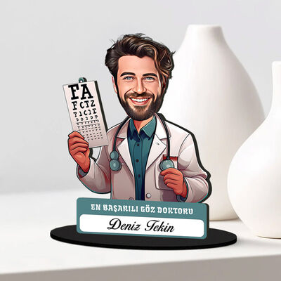 En Başarılı Erkek Göz Doktoru Karikatürlü Biblo - 2