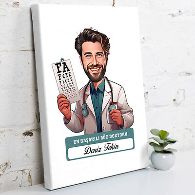 En Başarılı Erkek Göz Doktoru Karikatürlü Tablo - 1