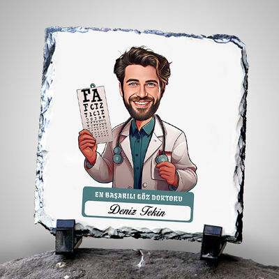 En Başarılı Erkek Göz Doktoru Karikatürlü Taş Blok - 1