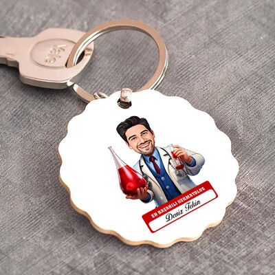 En Başarılı Erkek Hermatolog Karikatürlü Anahtarlık - 1