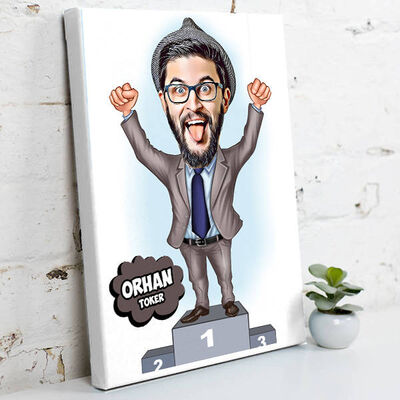 En Başarılı Erkek Karikatürlü Kanvas Tablo - 1