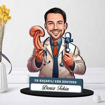 En Başarılı Erkek KBB Doktoru Karikatürlü Biblo - 1
