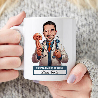 En Başarılı Erkek KBB Doktoru Karikatürlü Kupa Bardak - 1