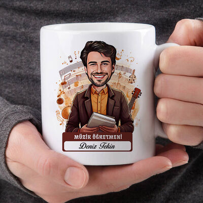 En Başarılı Erkek Müzik Öğretmeni Karikatürlü Bardak - 2