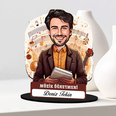 En Başarılı Erkek Müzik Öğretmeni Karikatürlü Biblo - 1