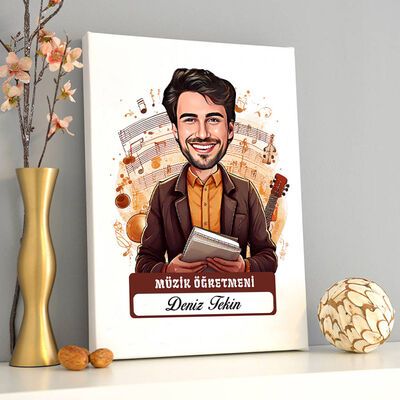 En Başarılı Erkek Müzik Öğretmeni Karikatürlü Tablo - 1
