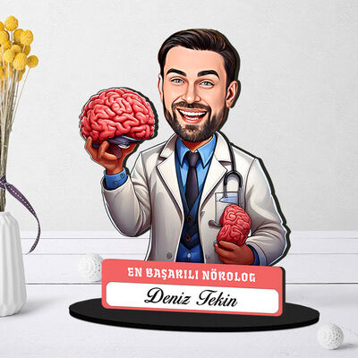 En Başarılı Erkek Nörolog Karikatürlü Biblo - 1
