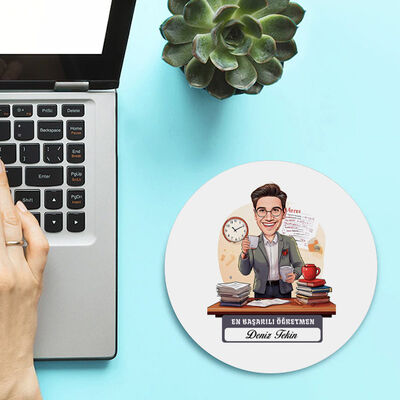 En Başarılı Erkek Öğretmen Temalı Karikatürlü Mousepad - 1