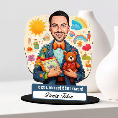 En Başarılı Erkek Okul Öncesi Öğretmeni Karikatürlü Biblo - 1