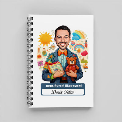 En Başarılı Erkek Okul Öncesi Öğretmeni Karikatürlü Defter - 1