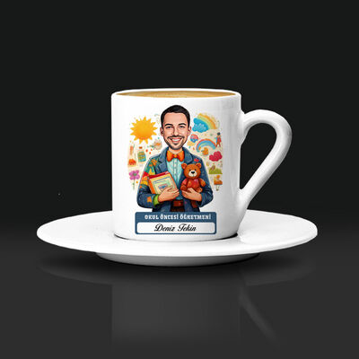En Başarılı Erkek Okul Öncesi Öğretmeni Karikatürlü Kahve Fincanı - 1