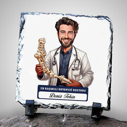En Başarılı Erkek Ortopedi Doktoru Karikatürlü Taş Blok