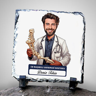 En Başarılı Erkek Ortopedi Doktoru Karikatürlü Taş Blok - 1
