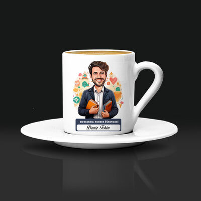 En Başarılı Erkek Rehber Öğretmen Karikatürlü Kahve Fincanı - 1