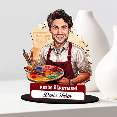 En Başarılı Erkek Resim Öğretmeni Karikatürlü Biblo - 1