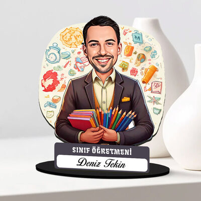 En Başarılı Erkek Sınıf Öğretmeni Karikatürlü Biblo - 1