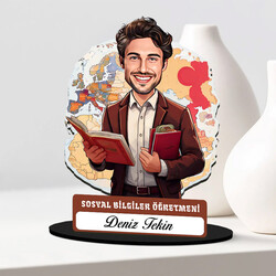 En Başarılı Erkek Sosyal Bilgiler Öğretmeni Karikatürlü Biblo