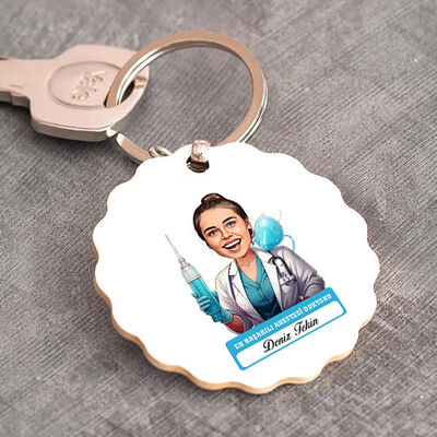 En Başarılı Kadın Anestezi Doktoru Karikatürlü Anahtarlık - 1