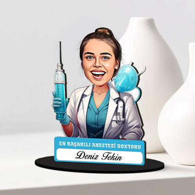 En Başarılı Kadın Anestezi Doktoru Karikatürlü Biblo - 2