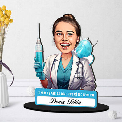 En Başarılı Kadın Anestezi Doktoru Karikatürlü Biblo - 1