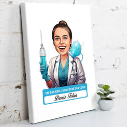 En Başarılı Kadın Anestezi Doktoru Karikatürlü Tablo