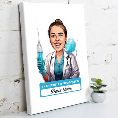En Başarılı Kadın Anestezi Doktoru Karikatürlü Tablo - 1