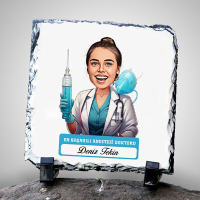En Başarılı Kadın Anestezi Doktoru Karikatürlü Taş Blok - 1
