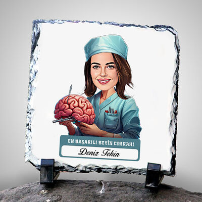 En Başarılı Kadın Beyin Cerrahı Karikatürlü Taş Blok - 1