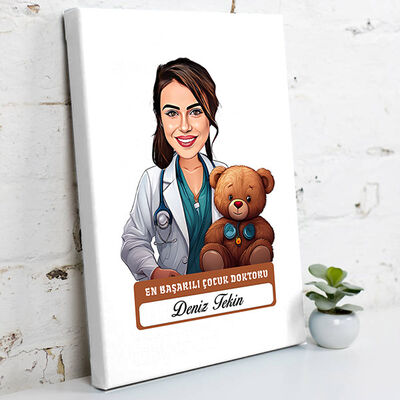 En Başarılı Kadın Çocuk Doktoru Karikatürlü Tablo - 1