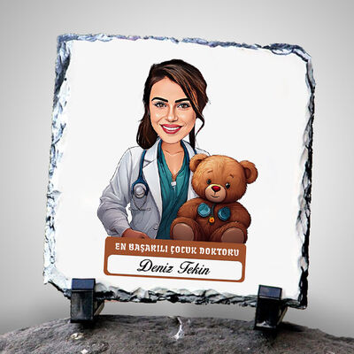 En Başarılı Kadın Çocuk Doktoru Karikatürlü Taş Blok - 1