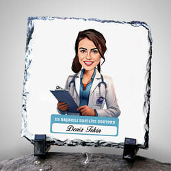 En Başarılı Kadın Dahiliye Doktoru Karikatürlü Taş Blok