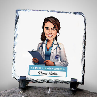 En Başarılı Kadın Dahiliye Doktoru Karikatürlü Taş Blok - 1