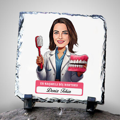 En Başarılı Kadın Diş Doktoru Karikatürlü Taş Blok - 1