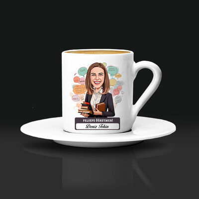 En Başarılı Kadın Felsefe Öğretmeni Karikatürlü Kahve Fincanı - 1