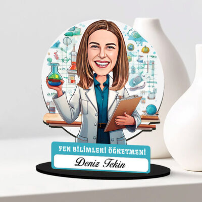 En Başarılı Kadın Fen Öğretmeni Karikatürlü Biblo - 1