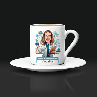 En Başarılı Kadın Fen Öğretmeni Karikatürlü Kahve Fincanı - 1