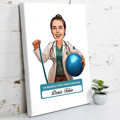 En Başarılı Kadın Fizik Tedavi Doktoru Karikatürlü Tablo - 1